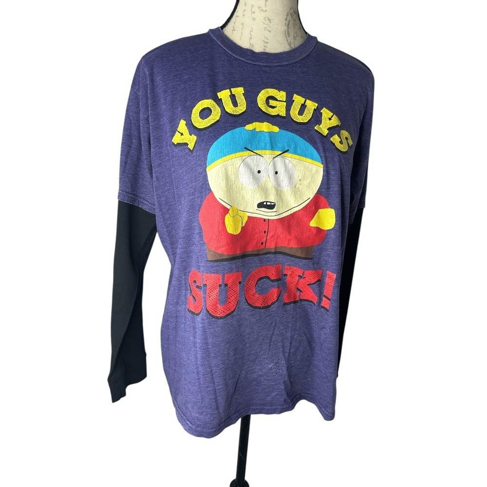 South Park‎ Men's You Guys Suck T-Shirt Size XL 2012 Purple Black